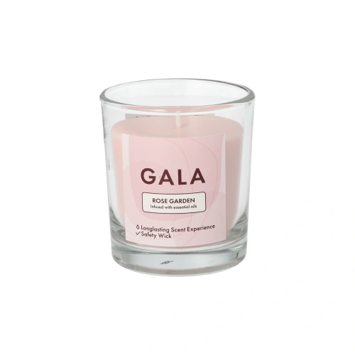 PAPSTAR "GALA" Duftkerze im Glas Ø 70 mm, 77 mm rose - Rose Garden "Mini Nutella", 6 x 1 Stück