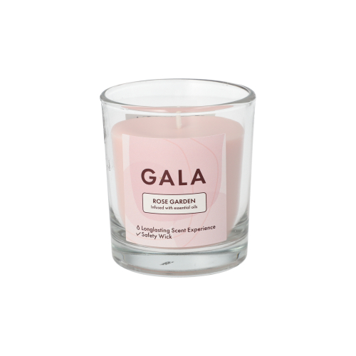 PAPSTAR "GALA" Duftkerze im Glas Ø 70 mm, 77 mm rose - Rose Garden "Mini Nutella", 6 x 1 Stück