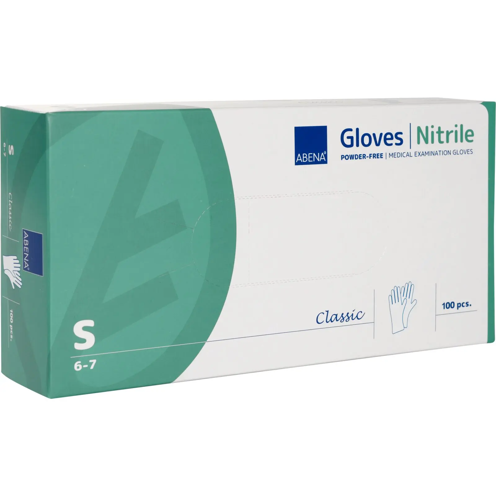 ABENA Nitril-Handschuhe weiß, ungepudert VE 100 Stück Größe S 6-7, latexfreie Einmalhandschuhe für medizinische Untersuchungen