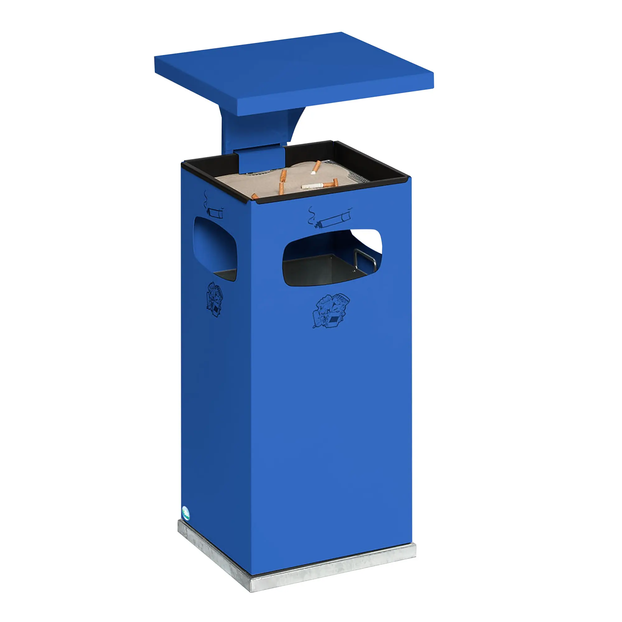 VAR B 32 Abfallbehälter 38 Liter Ascher + Schutzdach blau 12184