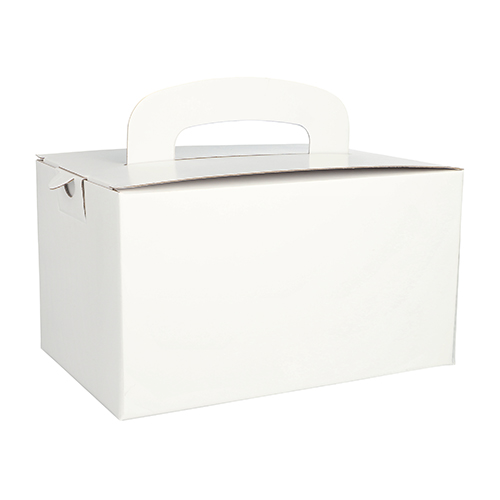 PAPSTAR 20 Lunch-Boxen, Pappe "pure" eckig 12,5 cm x 15,5 cm x 22,5 cm weiß mit Tragegriff