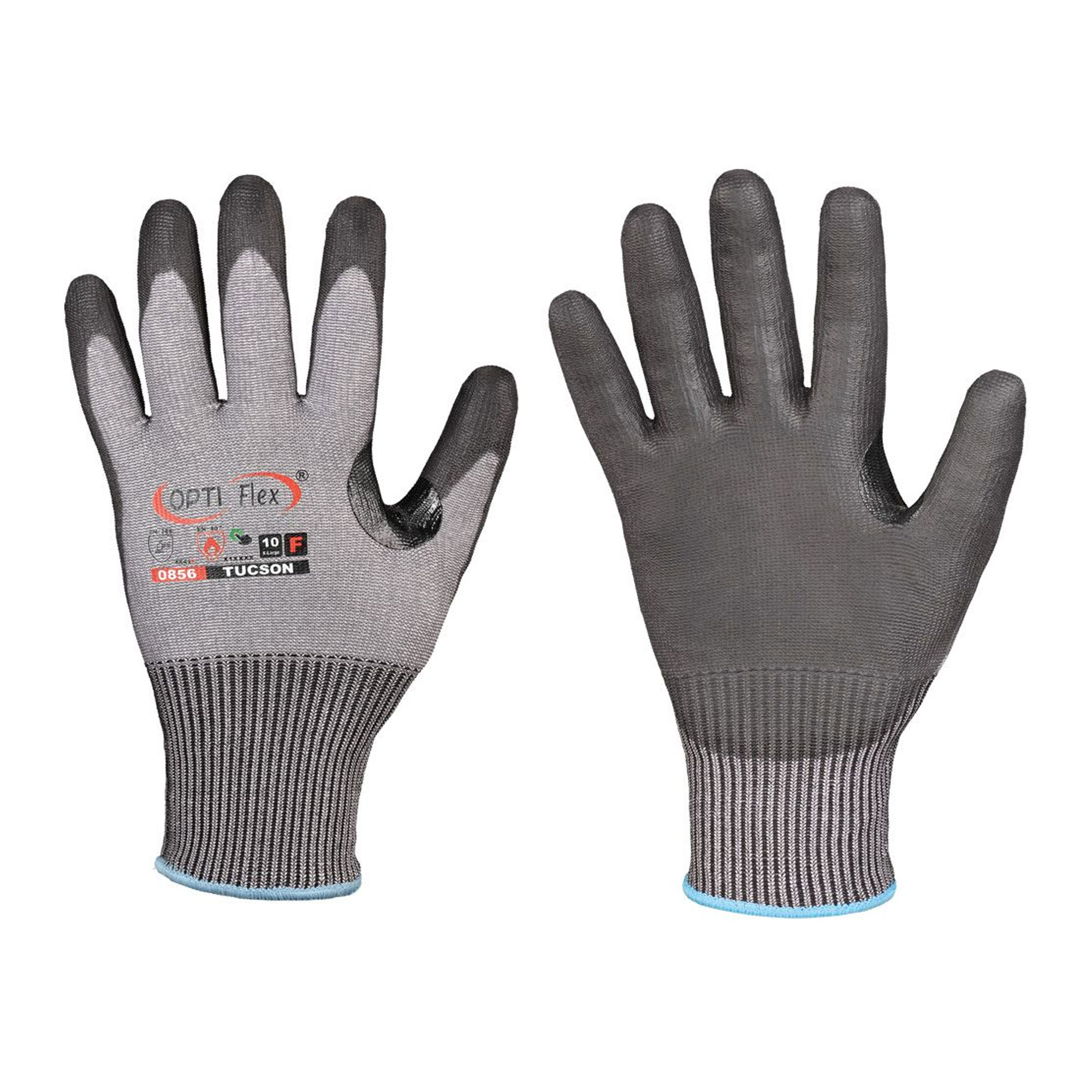 Optiflex Tucson 0856 Schnittschutzhandschuhe mit Polyurethan-Beschichtung grau/schwarz, VE 60 Paar