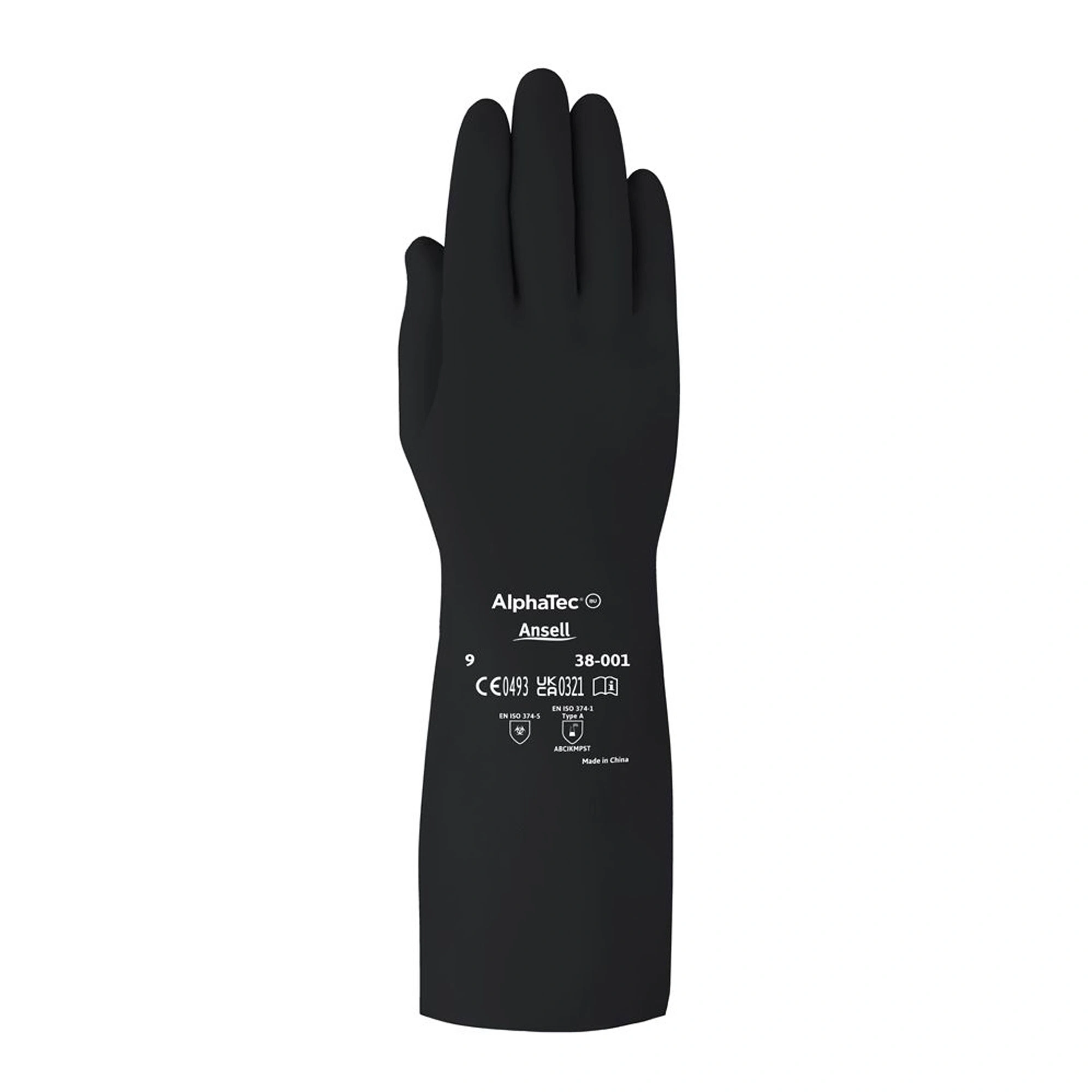 Ansell AlphaTec 38-001 Chemikalienschutzhandschuhe schwarz, VE 1 Paar