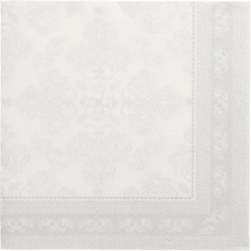 PAPSTAR Servietten "ROYAL Collection" 1/4-Falz 40 x 40 cm weiß Arabesque aus Premium-Tissue, weich, formstabil, FSC-zertifiziert, Artikel 89278
