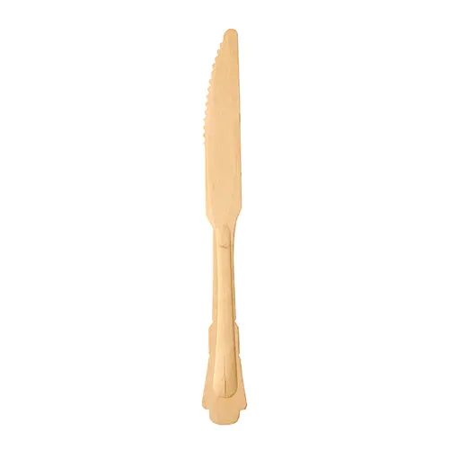 PAPSTAR Messer, Holz pure 20,5 cm Vintage, stabiles geschmacksneutrales Holzmesser im Vintage-Design, ideal als Einweg-Holzbesteck für Party und Catering