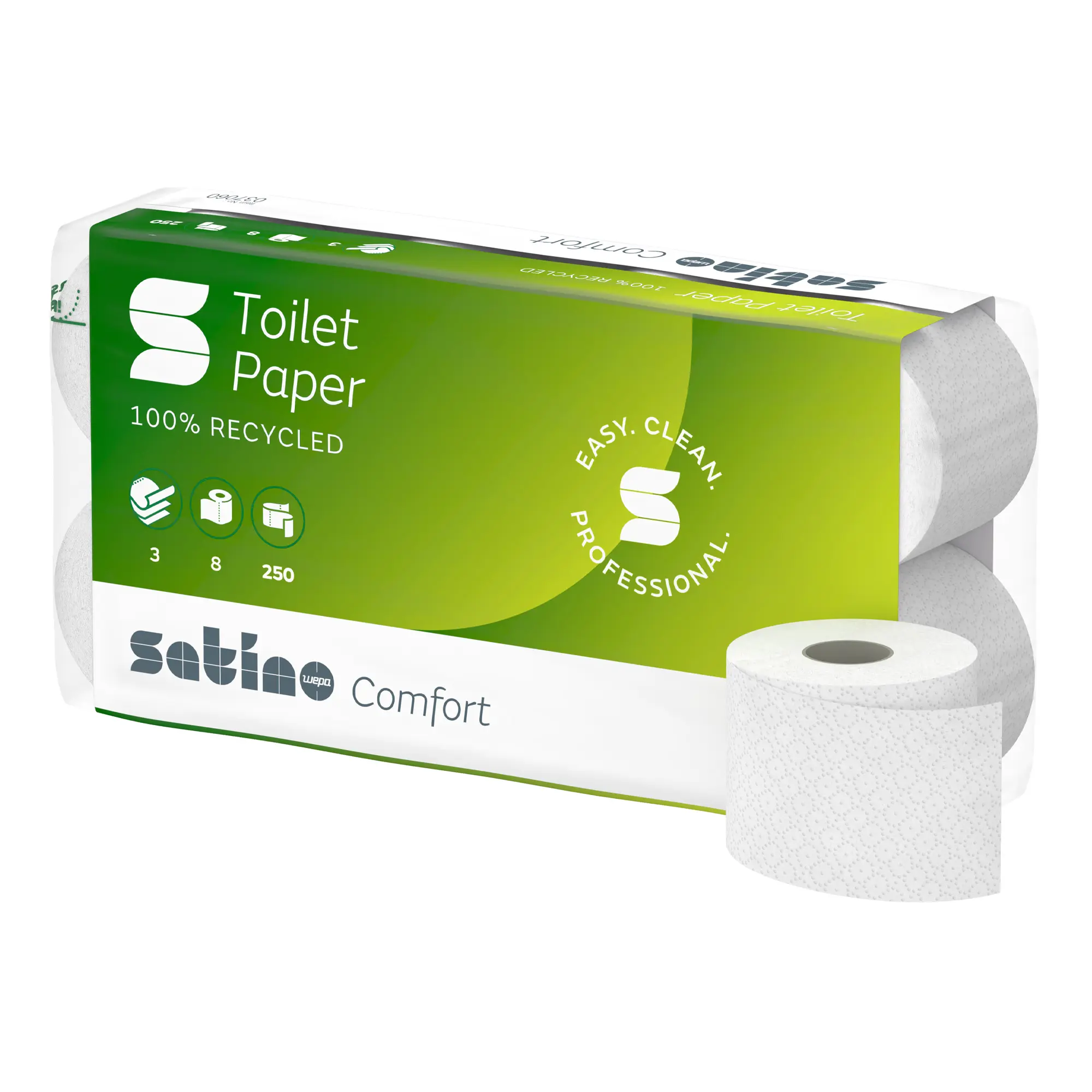 Satino by Wepa comfort Toilettenpapier Recycling, 3-lagig, 250 Blatt 72 Rollen 037060_1