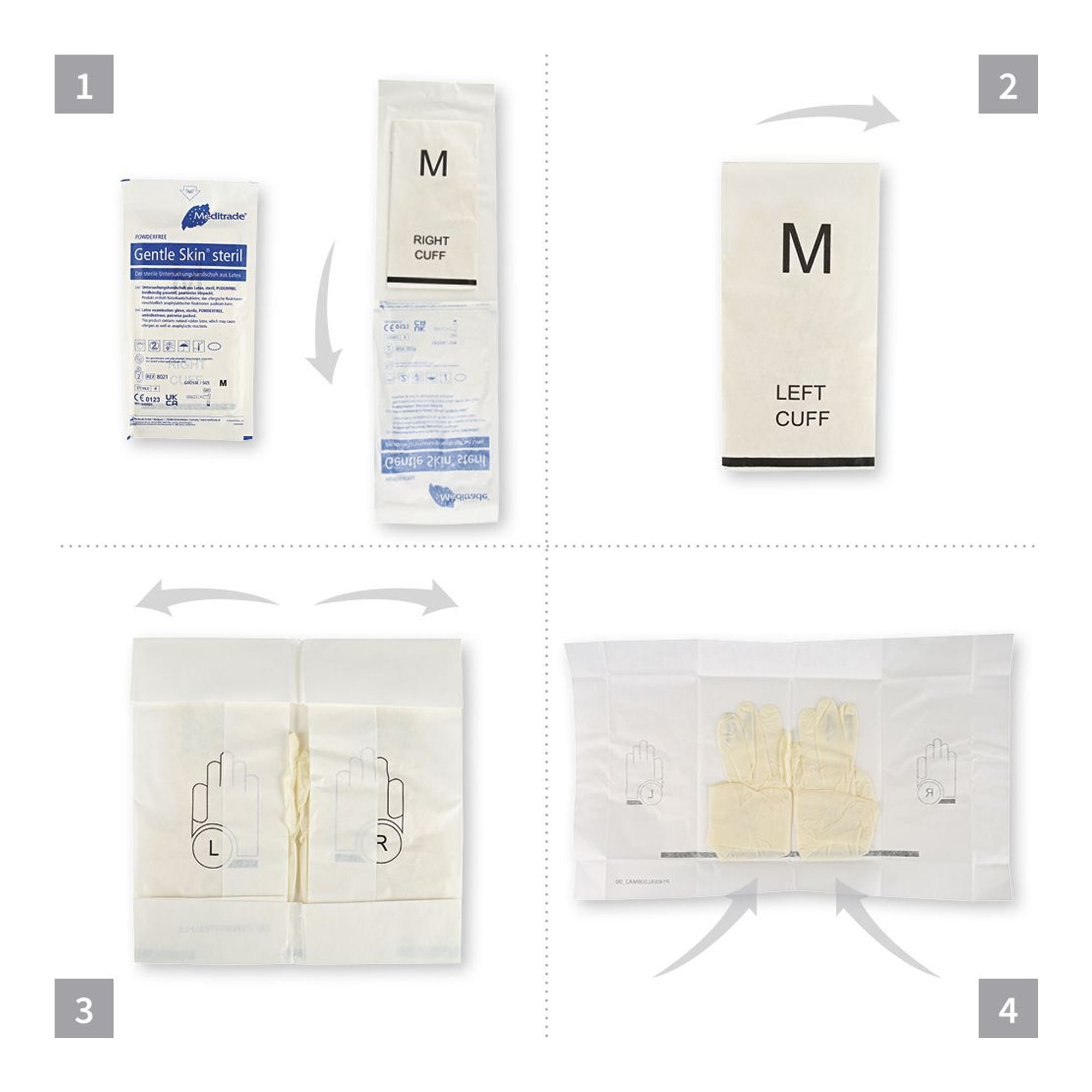 Meditrade Gentle Skin steril Latexhandschuhe weiß puderfrei, VE 200 Paar