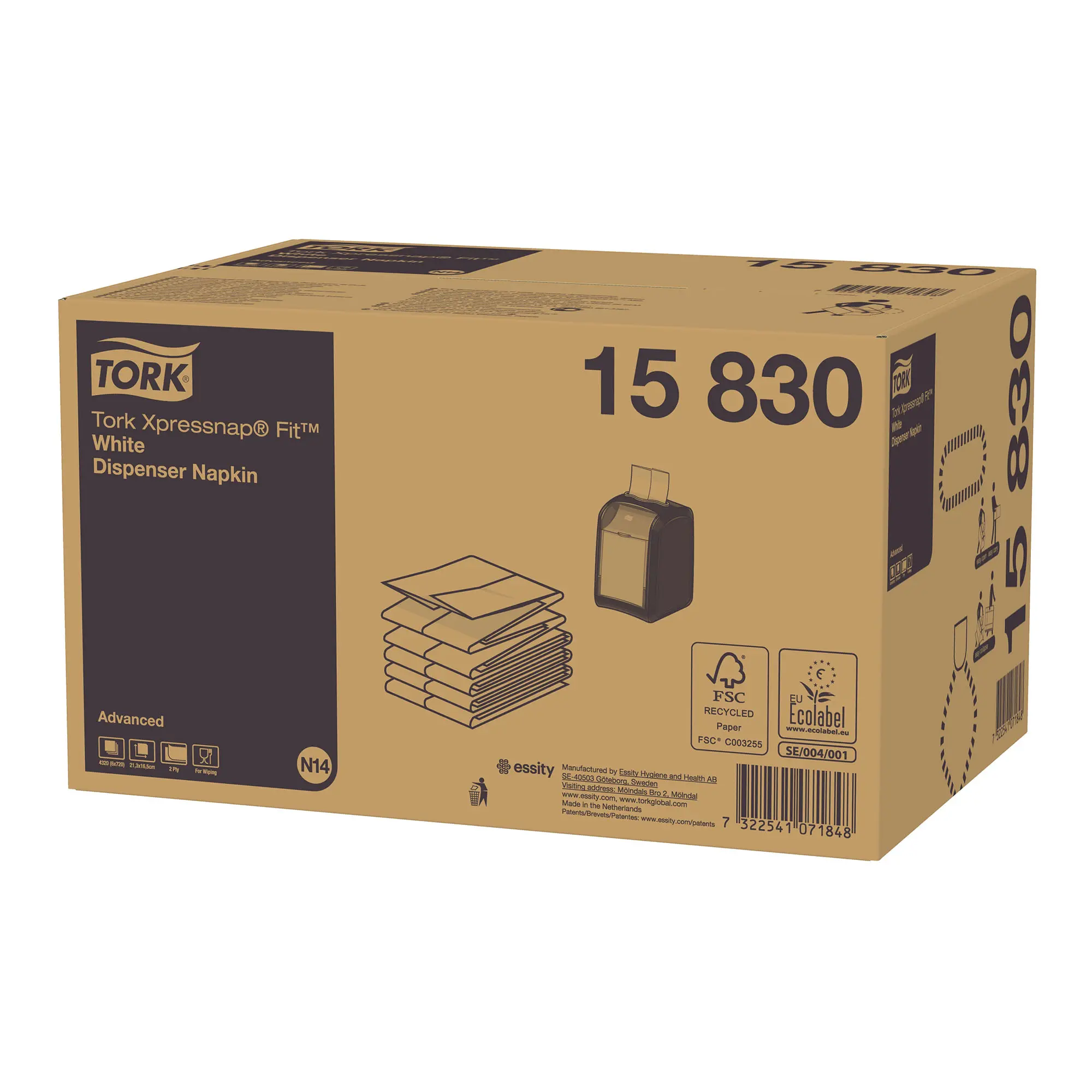 Tork 15830 Advanced Xpressnap Fit Spenderserviette N14 Multifold Z, 10,7 x 8,3 cm, 2-lg, weiß