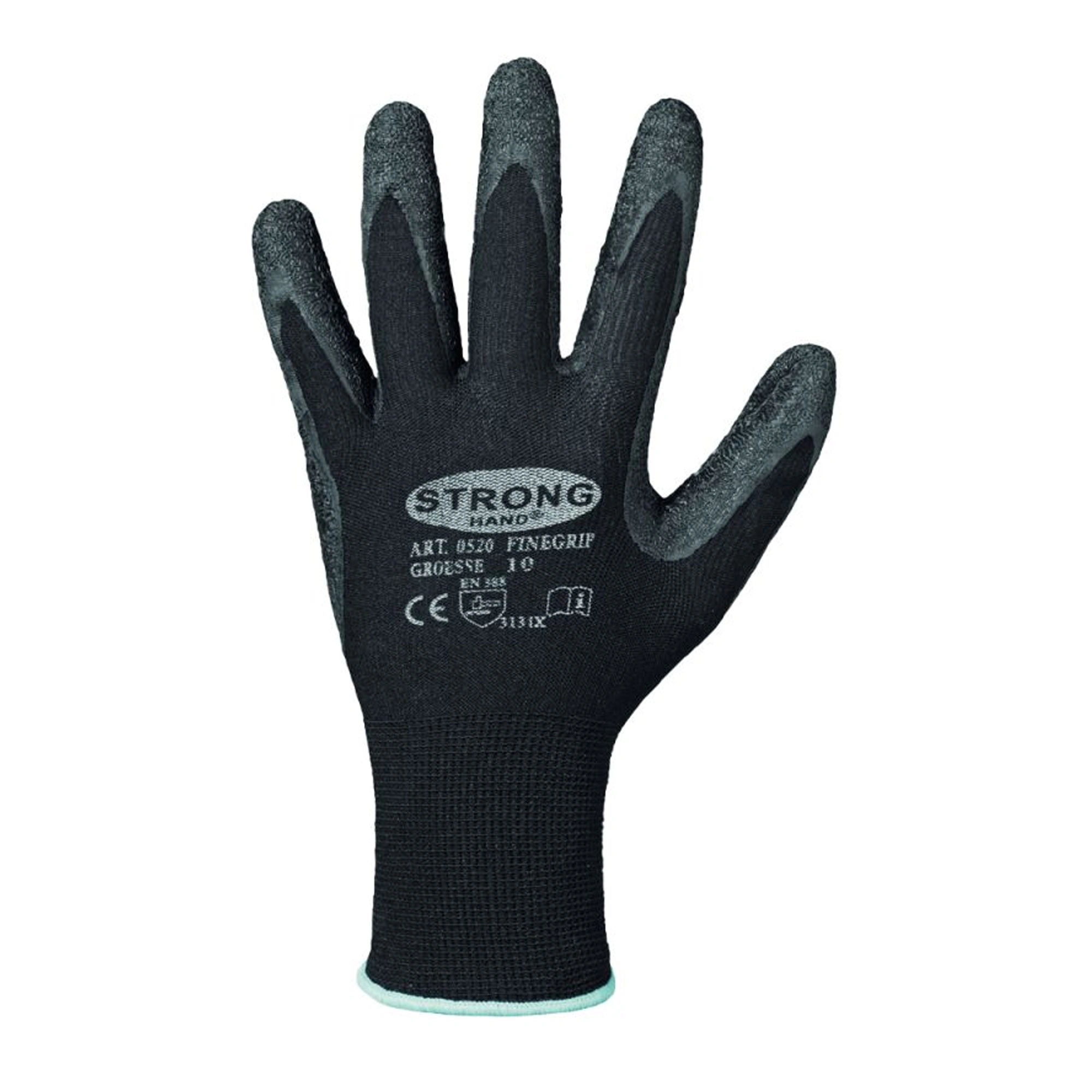 Stronghand Finegrip 0520 Feinstrickhandschuhe mit Latex-Beschichtung schwarz/grau, VE 120 Paar