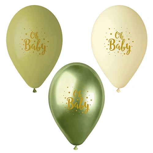 PAPSTAR Luftballons Ø 29 cm grün "Oh Baby", 12 x 6 Stück