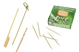 pure Holzspieße und Cocktailspieße aus Holz in verschiedenen Längen, umweltfreundliche Einwegspieße für Fingerfood, Snacks und Grillen