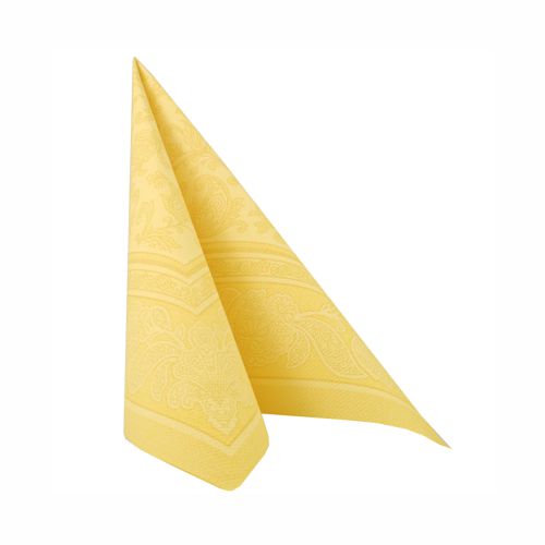 PAPSTAR Servietten ROYAL Collection 1/4-Falz 40 x 40 cm gelb Ornaments, hochwertige Premium-Serviette mit ornamentaler Bordüre und Dekor, Artikel 11669