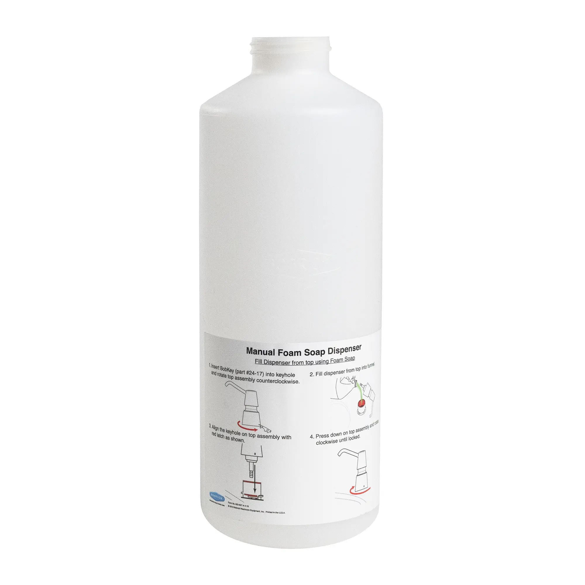 Bobrick B-823 Schaumseifenspender zur Waschtischmontage 1000 ml mit langem Auslaufhahn und Nachfüllflasche, manueller Schaumausgabe, Artikelnummer B-823