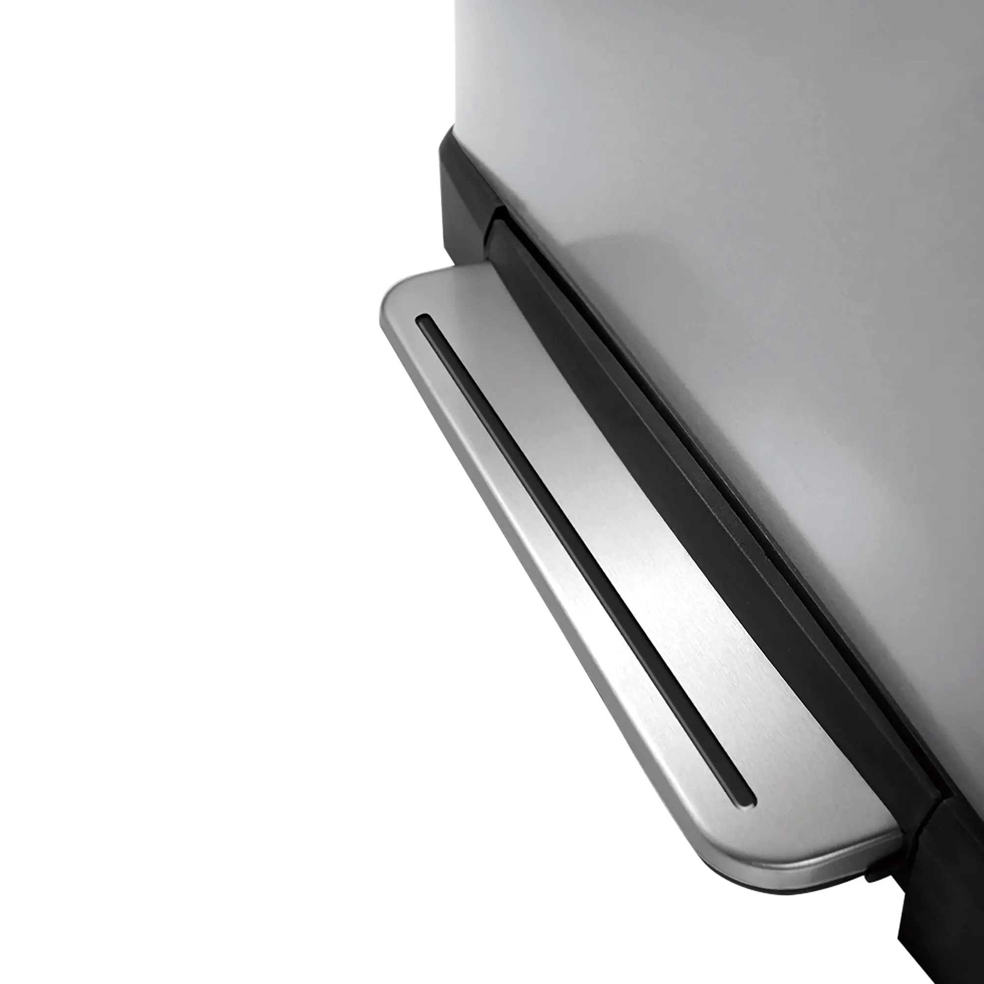 EKO E-Cube Tretmülleimer 50 Liter Edelstahl mit stabilem Fußpedal und gedämpftem Deckel, kompatibel mit Carbonfilter-Fach von EKO