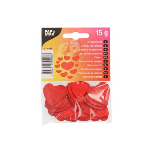 PAPSTAR Deko-Streuschmuck, Holz Herzen 15 gr., rote Herzformen zum Streuen für romantische Tischdeko, ideal für Hochzeit, Valentinstag und Feierlichkeiten