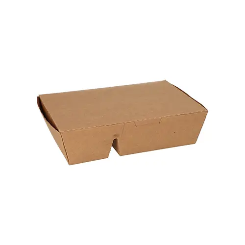 Starpak Lunchboxen, Pappe 2-geteilt 450 ml braun, Snackbox mit Deckel aus PE-beschichteter Pappe, ca. 5 x 11 x 16,8 cm, ideal für To-go-Speisen, Art.-Nr. 37038