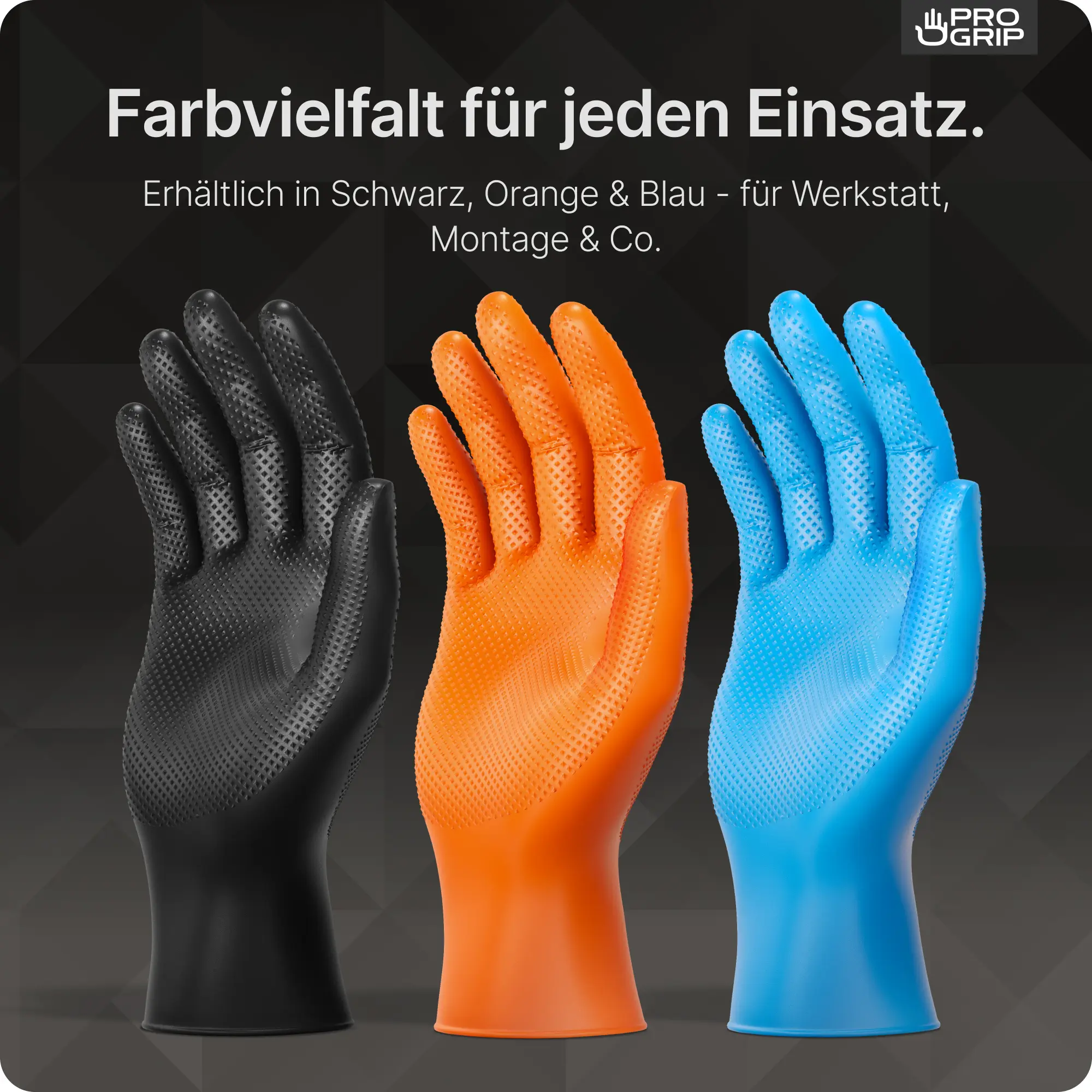 ARNOMED PROGRIP NITRIL DIAMOND BLACK Nitrilhandschuhe schwarz puderfrei, VE 50 Stück, strukturierte Nitril-Einweghandschuhe mit Diamond Grip für sicheren Halt in Gastronomie, Reinigung, Desinfektion und Lebensmittelindustrie
