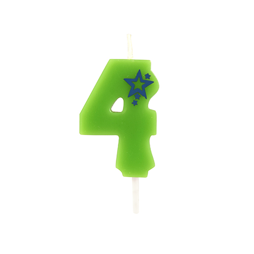 PAPSTAR Zahlenkerze, Mini 6,8 cm grün "4"