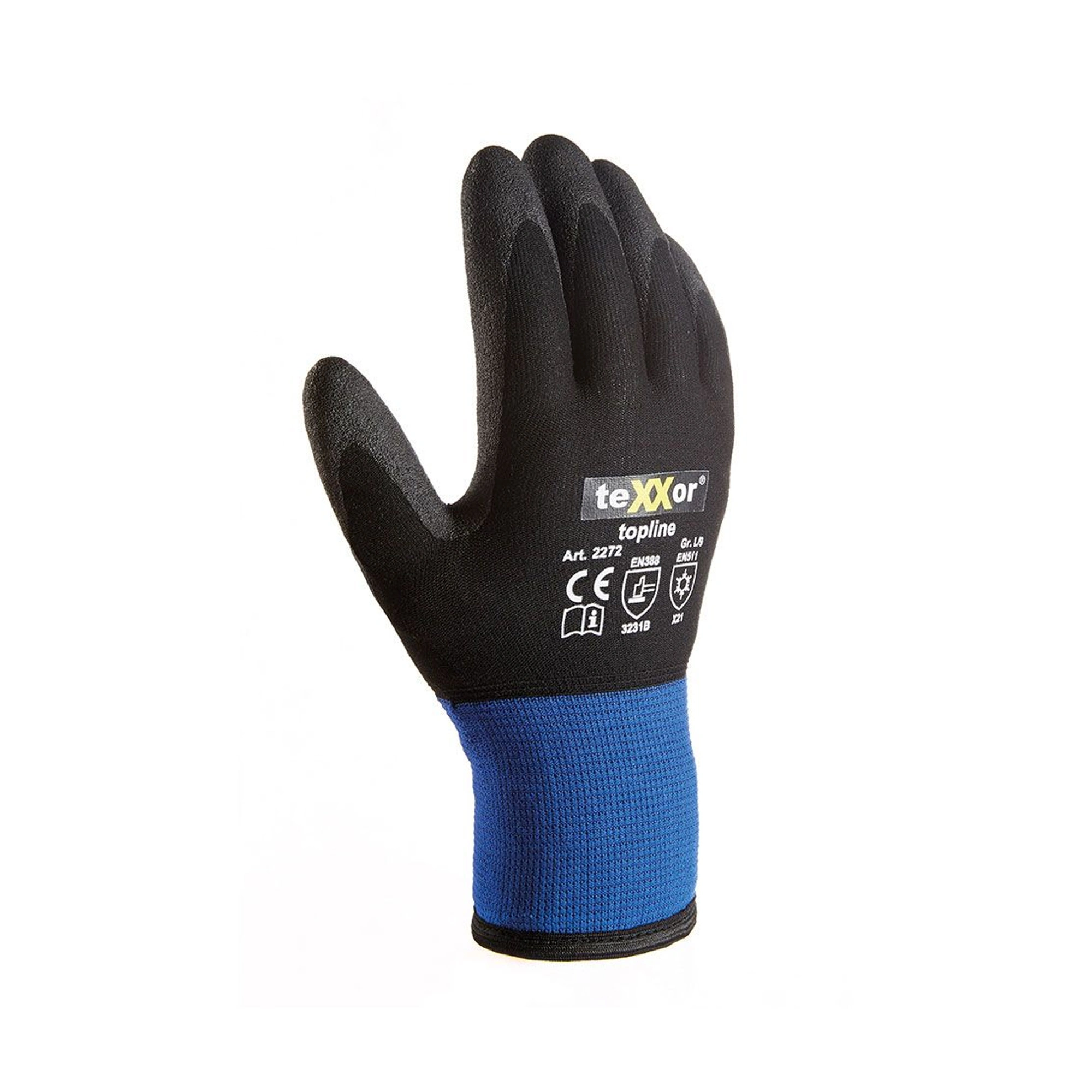 teXXor 2272 Winterhandschuhe mit HPT-Beschichtung blau/schwarz, VE 72 Paar