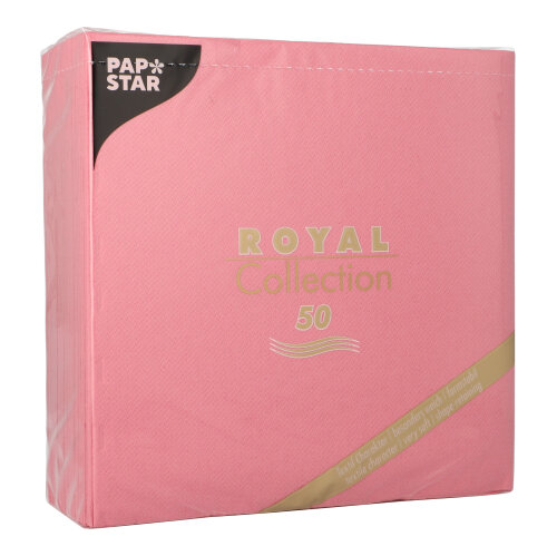 PAPSTAR Servietten "ROYAL Collection" 1/4-Falz 40 x 40 cm rosa, Premiumservietten in Stoffoptik, kompostierbar, FSC zertifiziert, 5 x 50 Stück, Art.-Nr. 81449