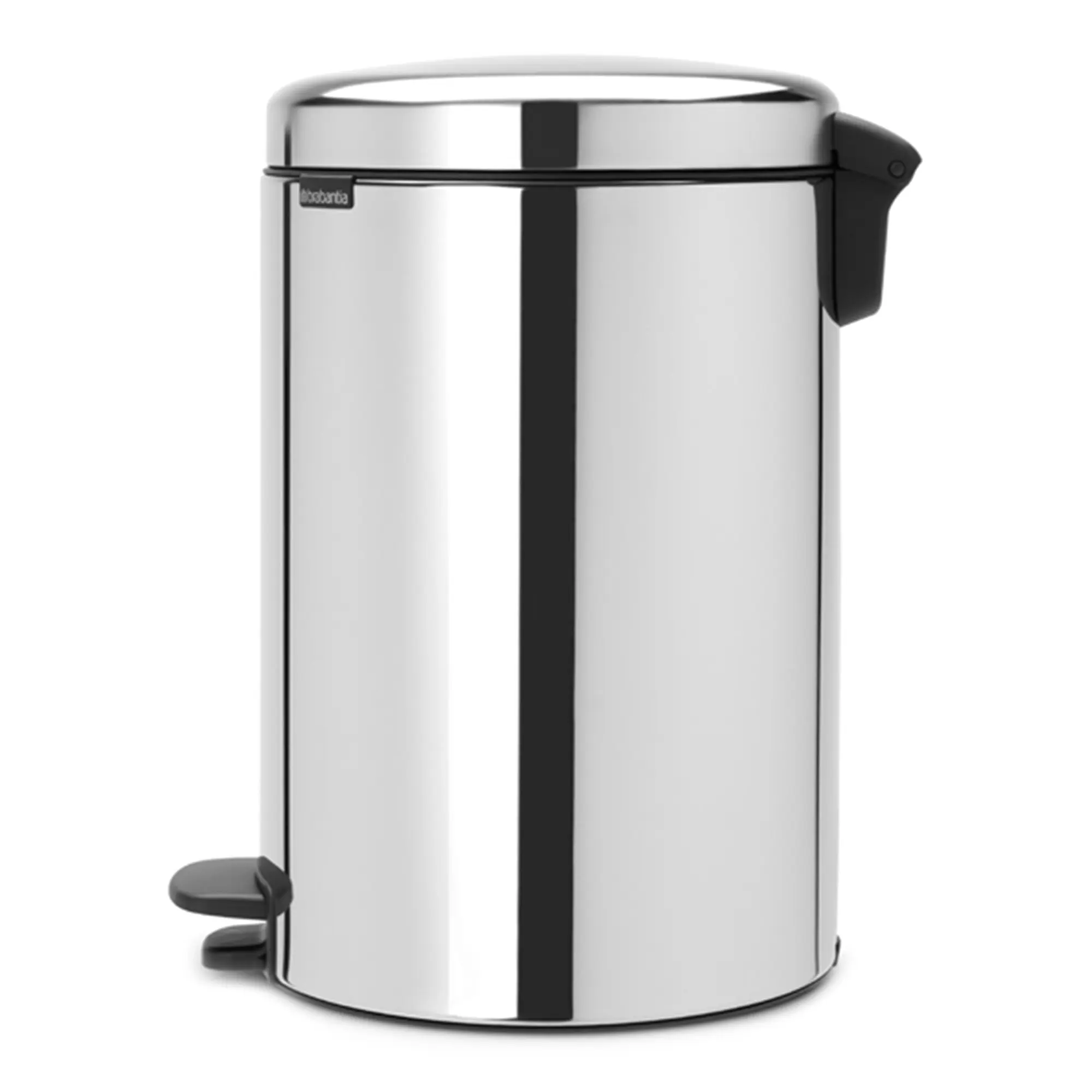 Brabantia newIcon Tretmülleimer 20 Liter, runder Edelstahl-Abfalleimer mit geruchsdichtem Soft-Close-Deckel, Fußpedal und Inneneimer, Art.-Nr. 123456