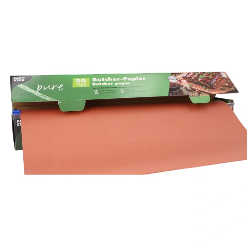 PAPSTAR Butcher Papier Kraftpapier "pure" 50 m x 60 cm in Faltschachtel, 6 x 1 Rolle