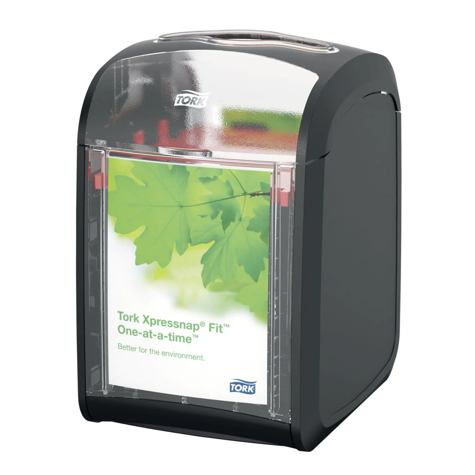 Tork 272900 Xpressnap Fit Tischspender Multifold N14 schwarz mit Füllstandsanzeige und Einzelblattentnahme für Servietten, ideal für Gastronomie, Artikelnummer 272900