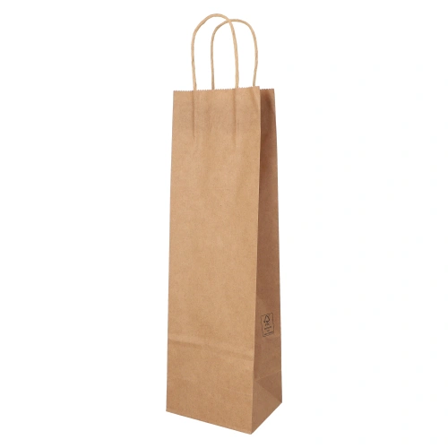 PAPSTAR Flaschentragetasche, Papier 40 cm x 12 cm x 9,5 cm braun mit gedrehtem Tragegriff, 16 x 25 Stück