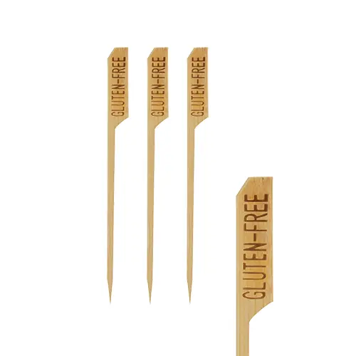 PAPSTAR Fingerfood - Spieße "pure" 12 cm GLUTEN-FREE aus Bambus mit Aufschrift GLUTEN-FREE zur Kennzeichnung glutenfreier Speisen, 1500 Stück im Karton