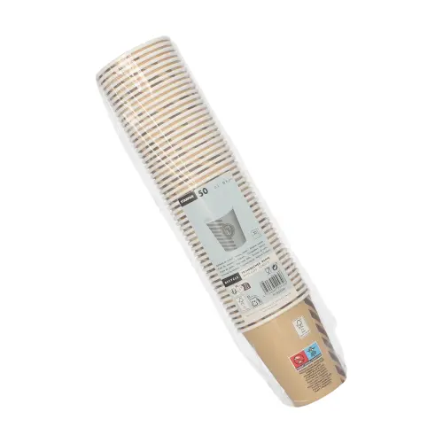 Starpak Trinkbecher Pappe 0,2 l Coffee Line Ø 8 cm, 9,2 cm, braune Einwegbecher von PAPSTAR, 20 x 50 Stück, ideal für Heiß- und Kaltgetränke, Art.-Nr. 14809