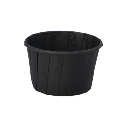 PAPSTAR Dressingbecher, schwarzer Papierbecher 90 ml, Ø 6,6 cm, 4,2 cm hoch, mikrowellengeeignet und geschmacksneutral für Dressings, Saucen und Dips