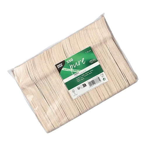 PAPSTAR Gabeln Holz "pure" 16 cm, 4 x 250 Stück, FSC-zertifizierte stabile Holzgabeln aus heller, splitterfrei polierter Birke, geschmacksneutral, Art.-Nr. 89891