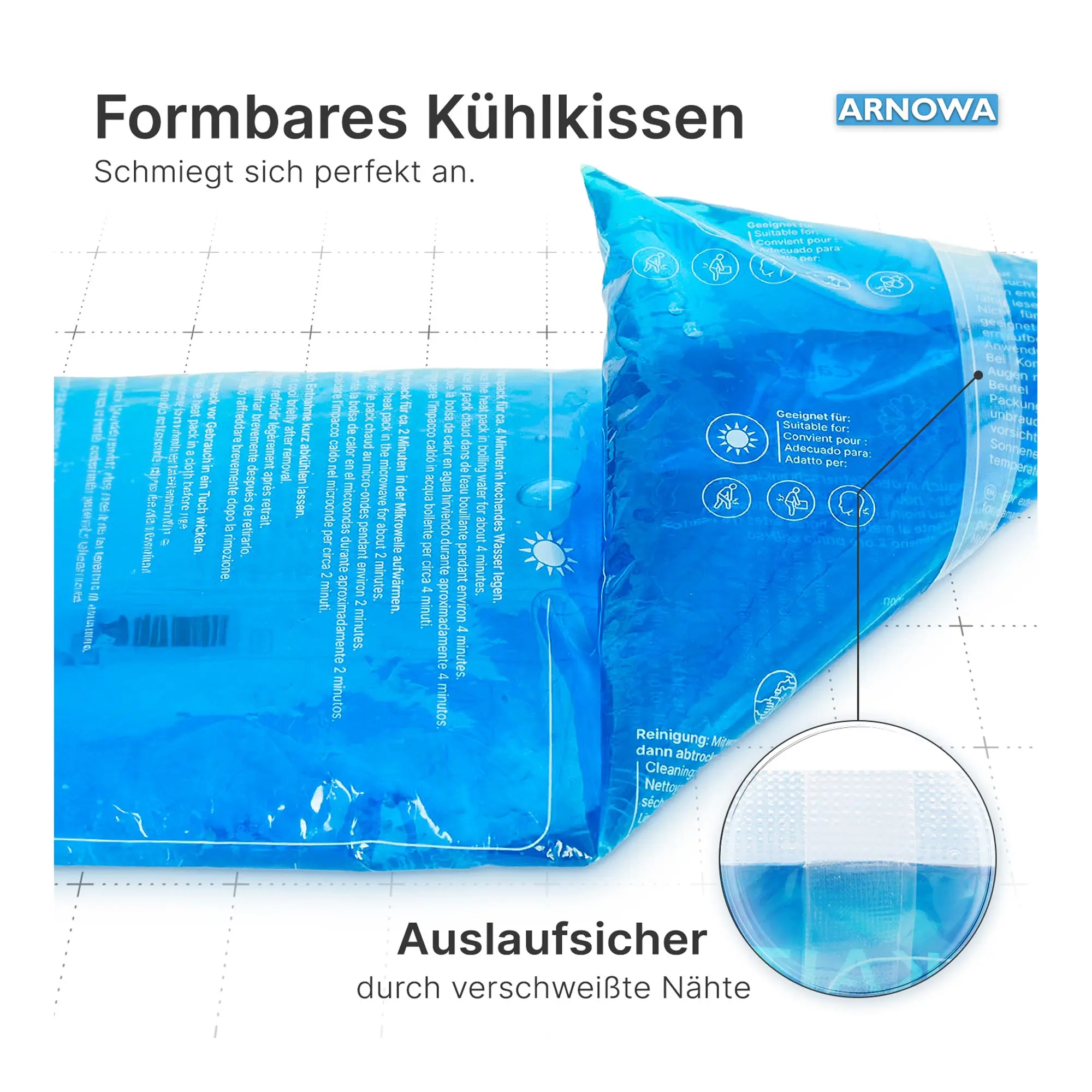 ARNOMED Kalt-/Warmpack, 2 Stück – formbare, wiederverwendbare Kalt-Warm-Kompressen aus Gel, auslaufsicher durch verschweißte Nähte