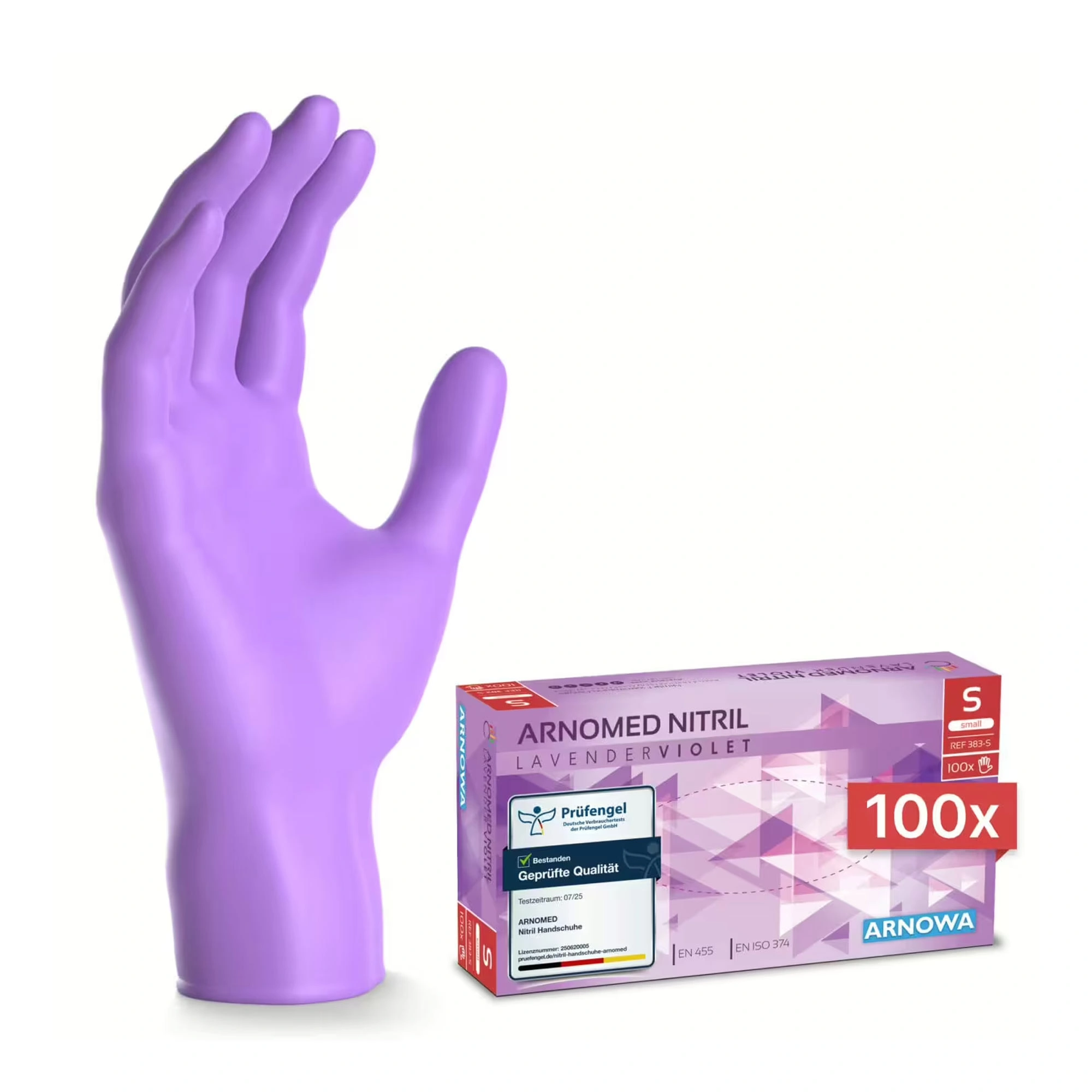 ARNOMED RAINBOW NITRIL LAVENDER VIOLET Nitrilhandschuhe lila puderfrei, 100 Stück, latexfreie Untersuchungshandschuhe für Medizin, Pflege, Labor und Lebensmittelindustrie