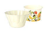 Eisbecher Papier, weiß und mit buntem Früchtemotiv, stapelbare Dessertbecher für Eis, Frozen Yogurt und Sorbet, Art.-Nr. 10273