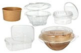 Salat- und Suppenbehälter To-go mit Deckel, transparente und braune Schalen in verschiedenen Größen für Take-away und Lieferservice, Art.-Nr. 12345
