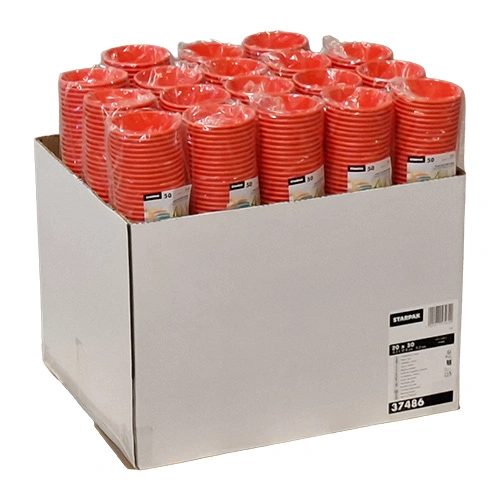 Starpak Trinkbecher, Pappe "To Go" 0,2 l Ø 8 cm, 9,2 cm rot, 20 x 50 Stück