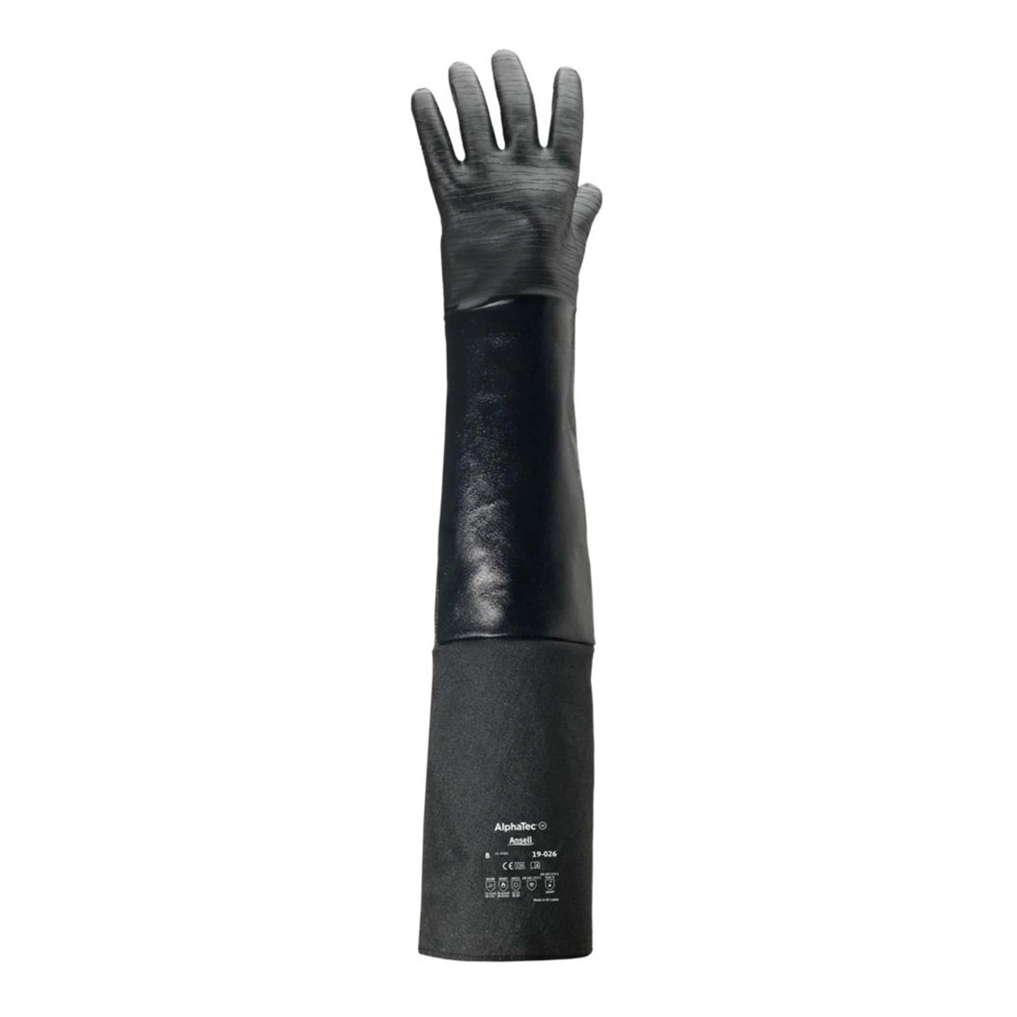 Ansell AlphaTec 19-026 Chemikalienschutzhandschuhe mit Neopren-Beschichtung schwarz/grau, VE 1 Paar