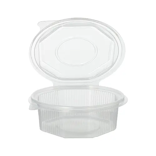 Starpak Verpackungsbecher mit Klappdeckeln, PP 8-eckig 375 ml, 4,2 x 11 x 11 cm, transparenter Feinkostbecher von PAPSTAR mit Abreiß-Perforation, Art.-Nr. 500 Stück