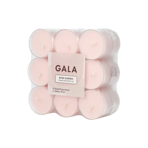 PAPSTAR "GALA" Duftlichte Ø 38 mm, 24 mm rose - Rose Garden in Polycarbonathülle, 6 x 18 Stück