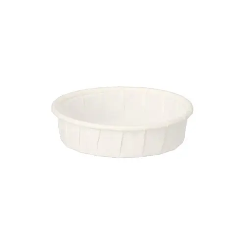 PAPSTAR Dressingbecher Papier "pure" 25 ml, runder weißer Becher Ø 6 cm, Höhe 1,5 cm, mikrowellengeeignet und geschmacksneutral für Saucen und Dressings, Artikel 37081