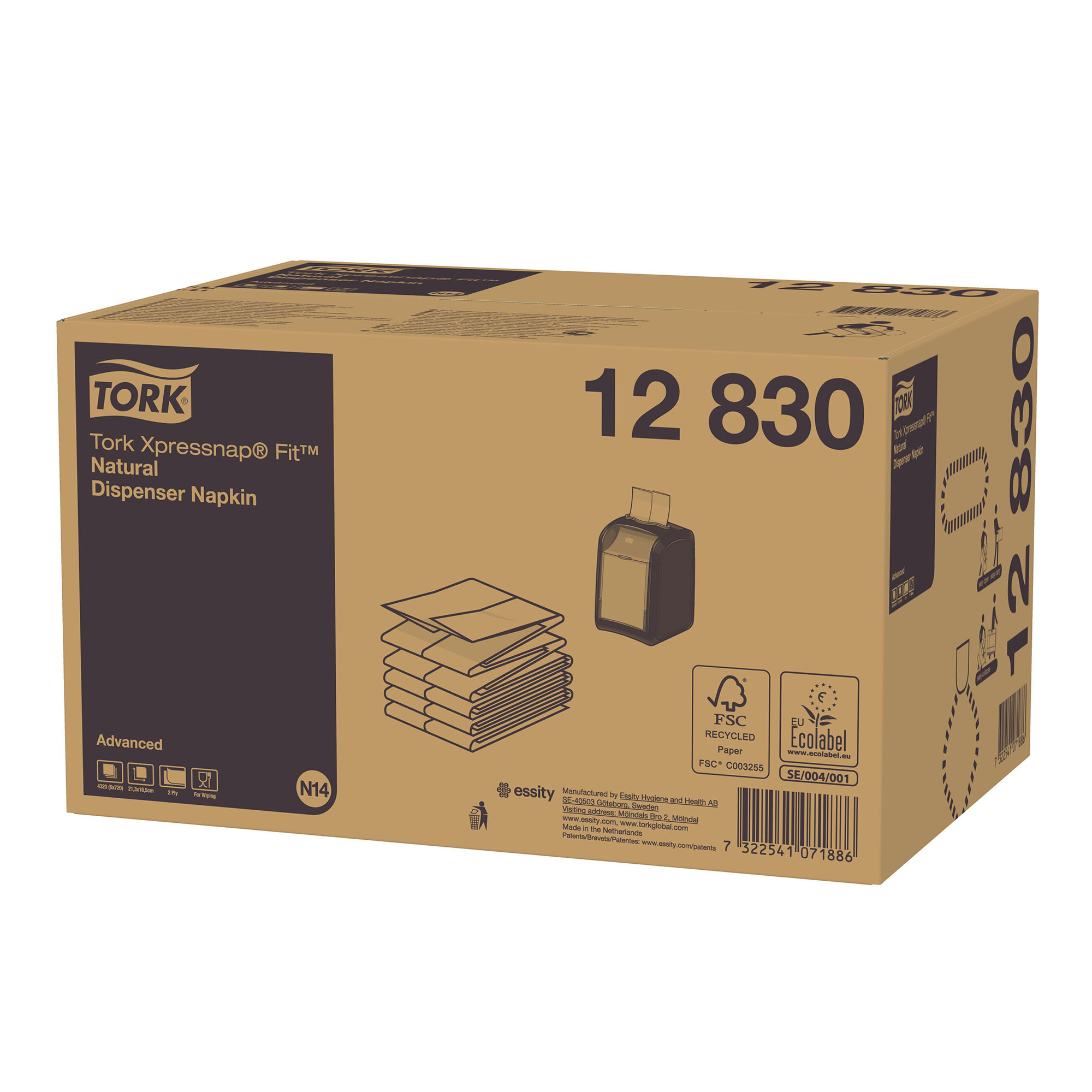 Tork 12830 Advanced Xpressnap Fit Spenderserviette N14 Multifold Z, 10,7 x 8,3 cm, 2-lg, natur