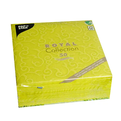 PAPSTAR Servietten ROYAL Collection Casali limonengrün 40x40 cm 1/4-Falz, 50 Premium-Servietten in Stoffoptik, weich, formstabil, FSC- und Nordic-Ecolabel-zertifiziert