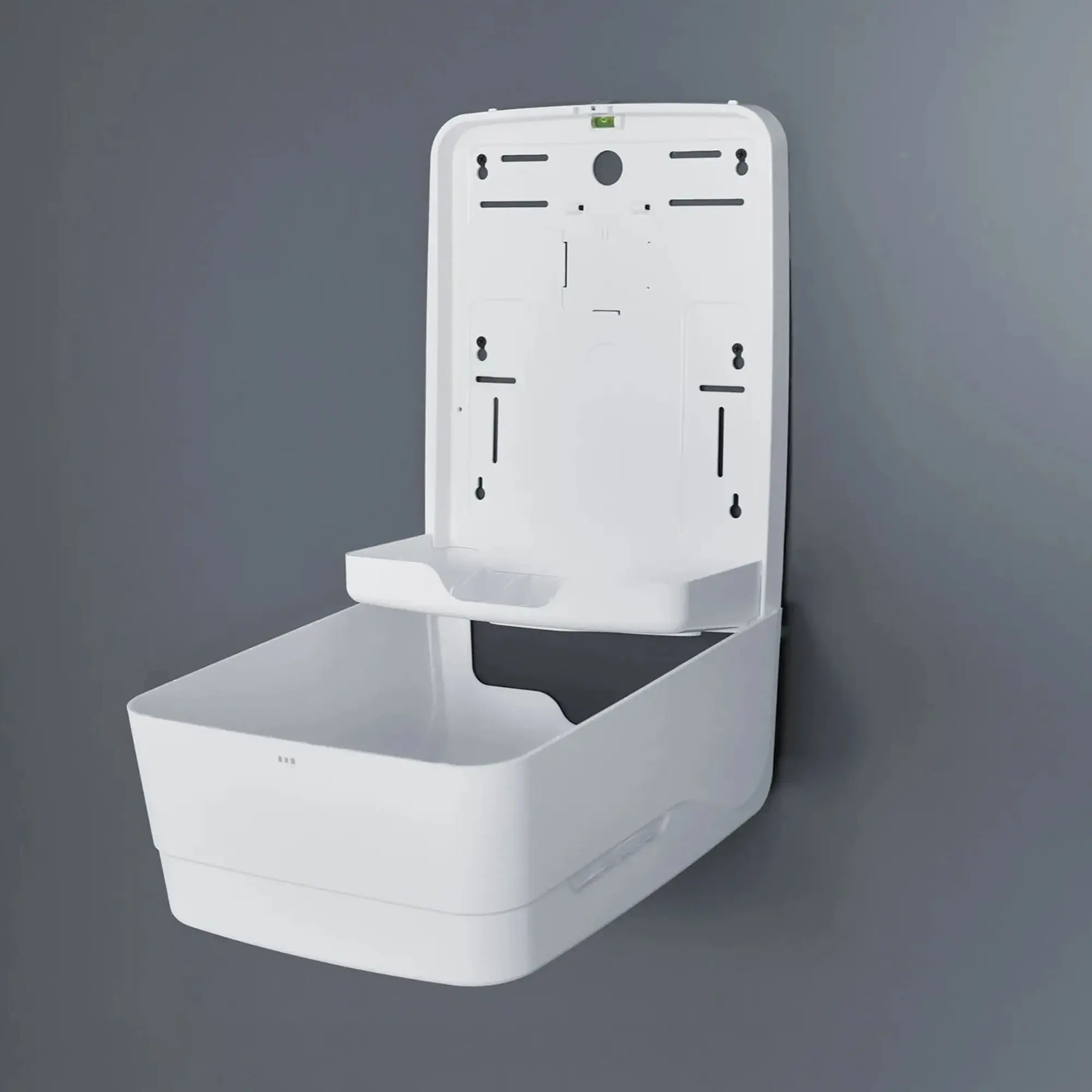 SEMYtop Handtuchspender Maxi, V-Falz, weißer Handtuchpapierspender für 600 Blatt, geöffnet zur Wandmontage in Sanitär- und Badbereichen