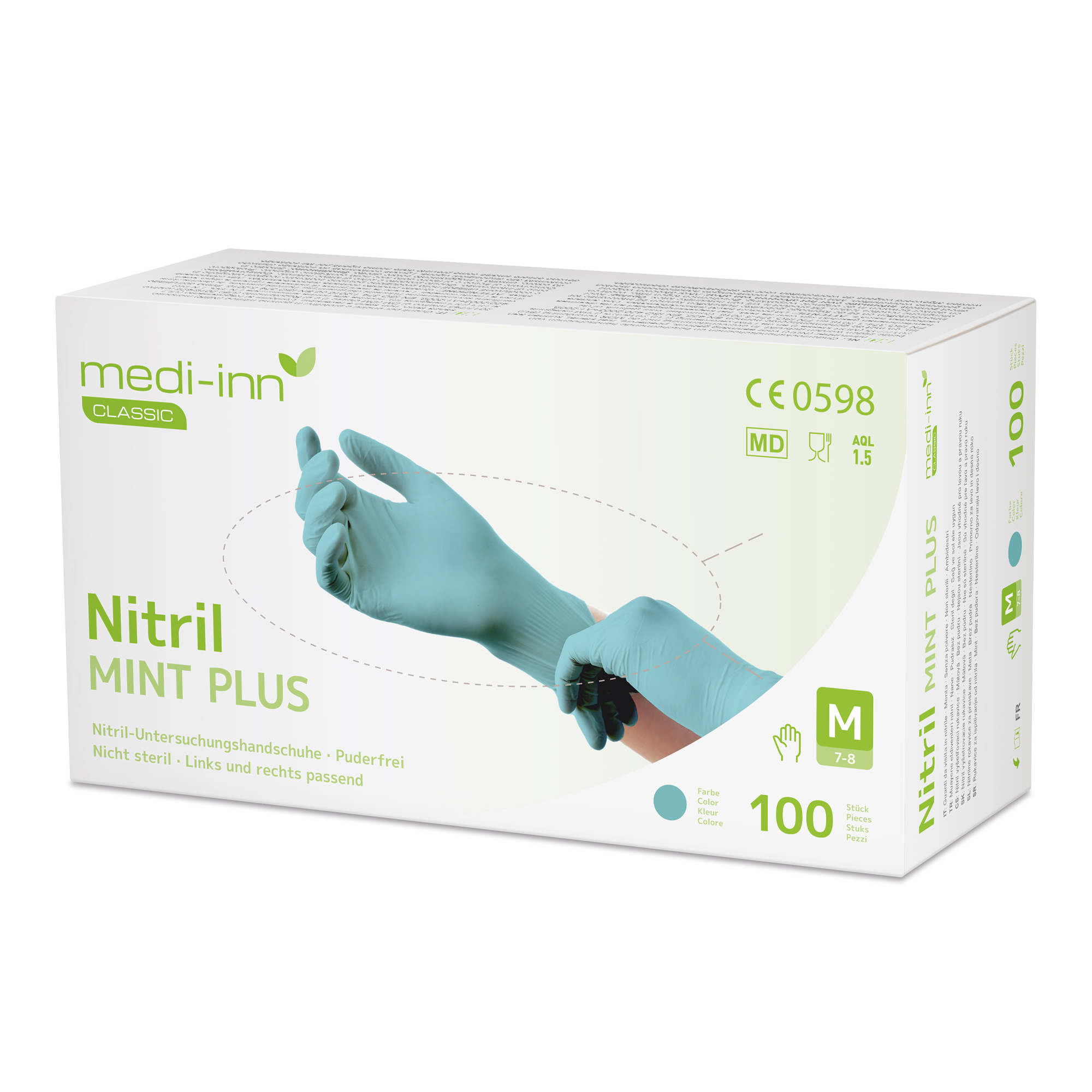 Medi-Inn Einmalhandschuhe Nitril Mint Plus, puderfrei VE 1000 Stück