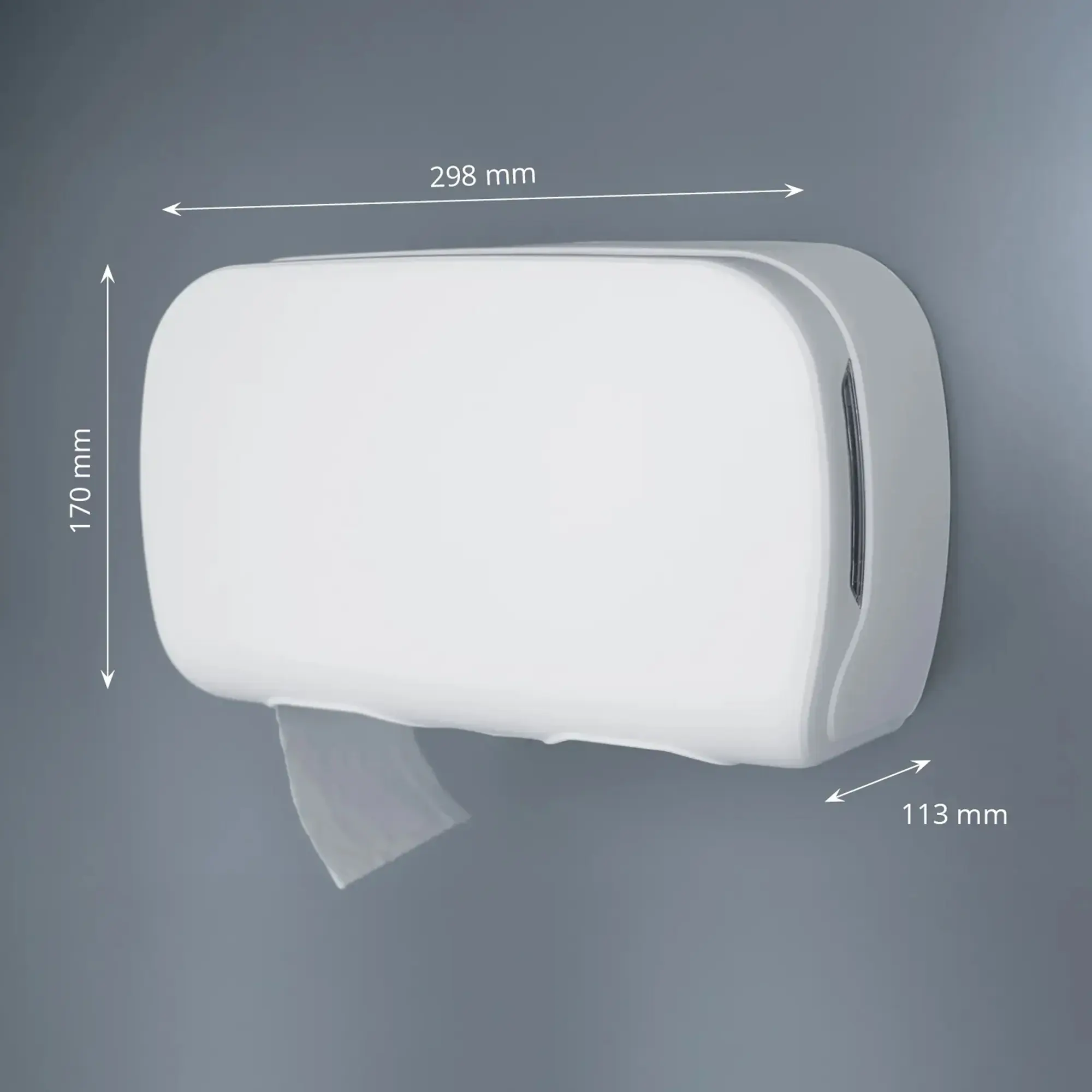 SEMYtop Toilettenpapierspender für 2 Rollen, weißer Wandspender aus Kunststoff für zwei WC-Kleinrollen, kompakte Maße 298 x 170 x 113 mm