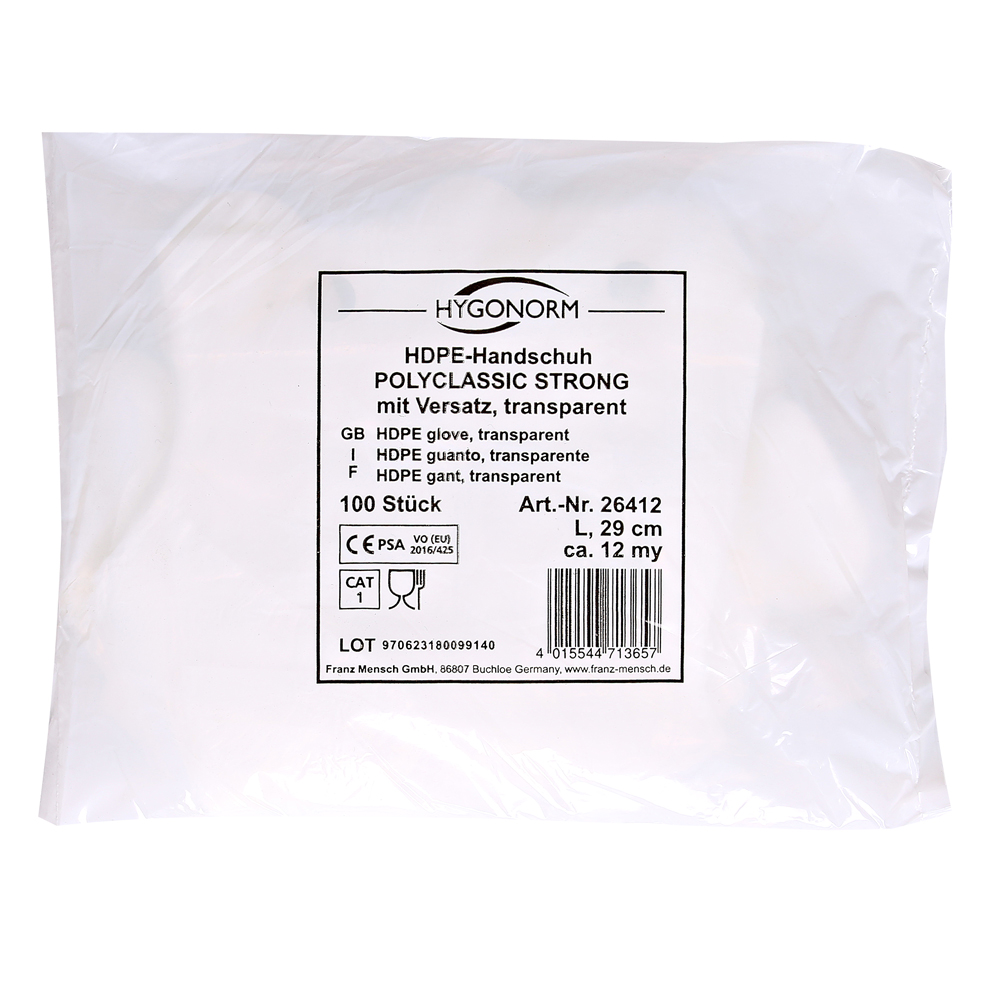 Hygonorm Polyclassic Strong HDPE-Handschuhe transparent mit Versatz, VE 10000 Stück