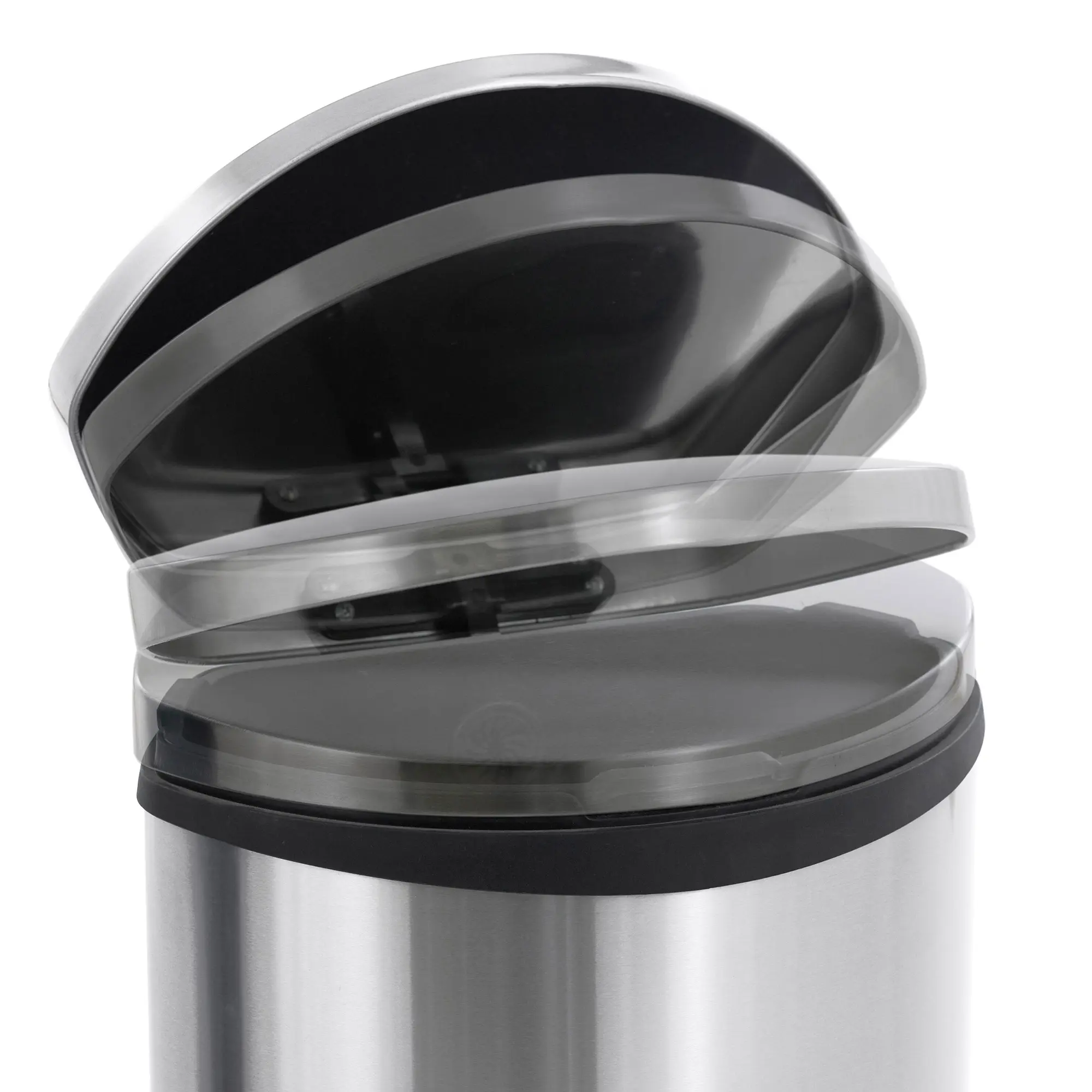 EKO Shell Bin Tretabfallbehälter 30 Liter aus gebürstetem Edelstahl mit halbrundem, muschelförmigem Deckel und herausnehmbarem Inneneimer von EKO