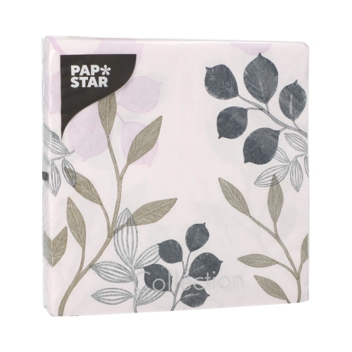 PAPSTAR Servietten, 3-lagig 1/4-Falz 33 cm x 33 cm "Leafs", 10 x 20 Stück