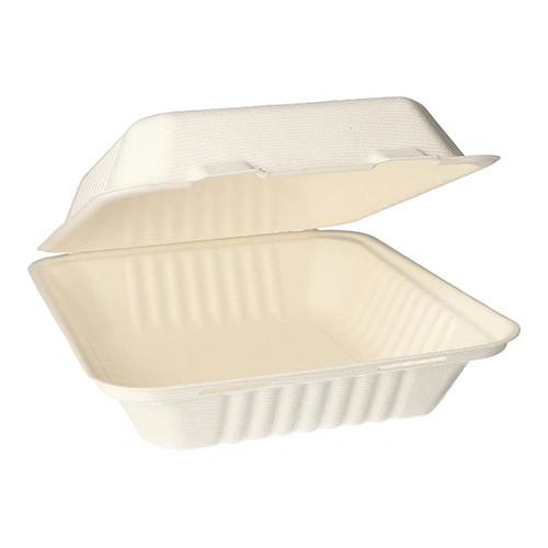 PAPSTAR Menüboxen, Zuckerrohr "pure" ungeteilt 7,7 cm x 20 cm x 22 cm weiß, 4 x 50 Stück